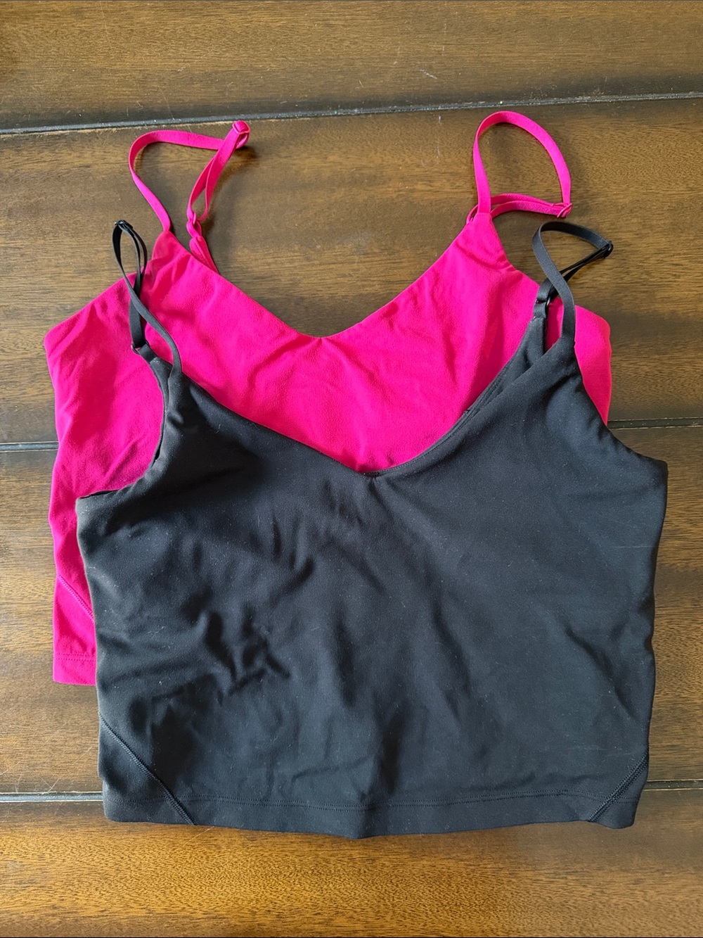 lululemon athletica Hot Pink and Black Cropped Sporty Camisoles